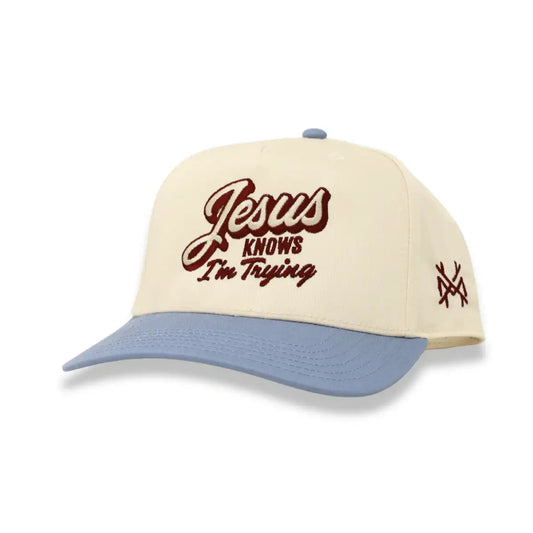 Jesus Knows I'm Trying Snapback Hat